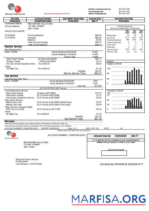 Blank USA WPS business utility bill template in Word and PDF formats